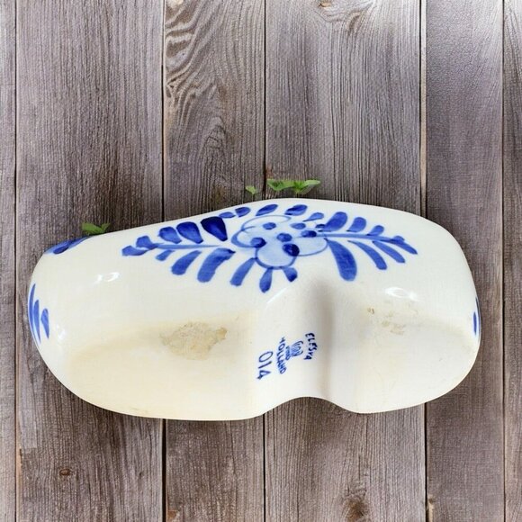 Elesva Holland Delft Ashtray Ceramic Clog Shoe Windmill Hand Painted Vintage - Picture 2 of 14